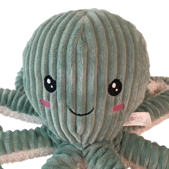 Spark Create Imagine Green Octopus Plush 12" Ribbed Stuffed Animal Toy Rattle - Picture 2 of 8
